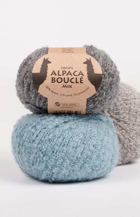 Alpaca Bouclé - Drops - Color: 100 - Naturel, 506 - Gris Foncé (Disc), 517 - Gris, 602 - Brun, 2020 - Beige Clair, 5110 - Gris Clair, 8903 - Noir