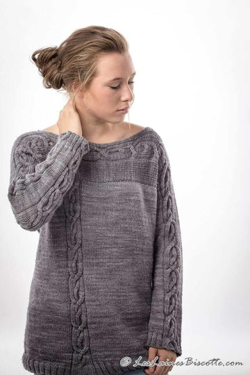 Sweater pattern to knit Belle Lurette – Les Laines Biscotte Yarns