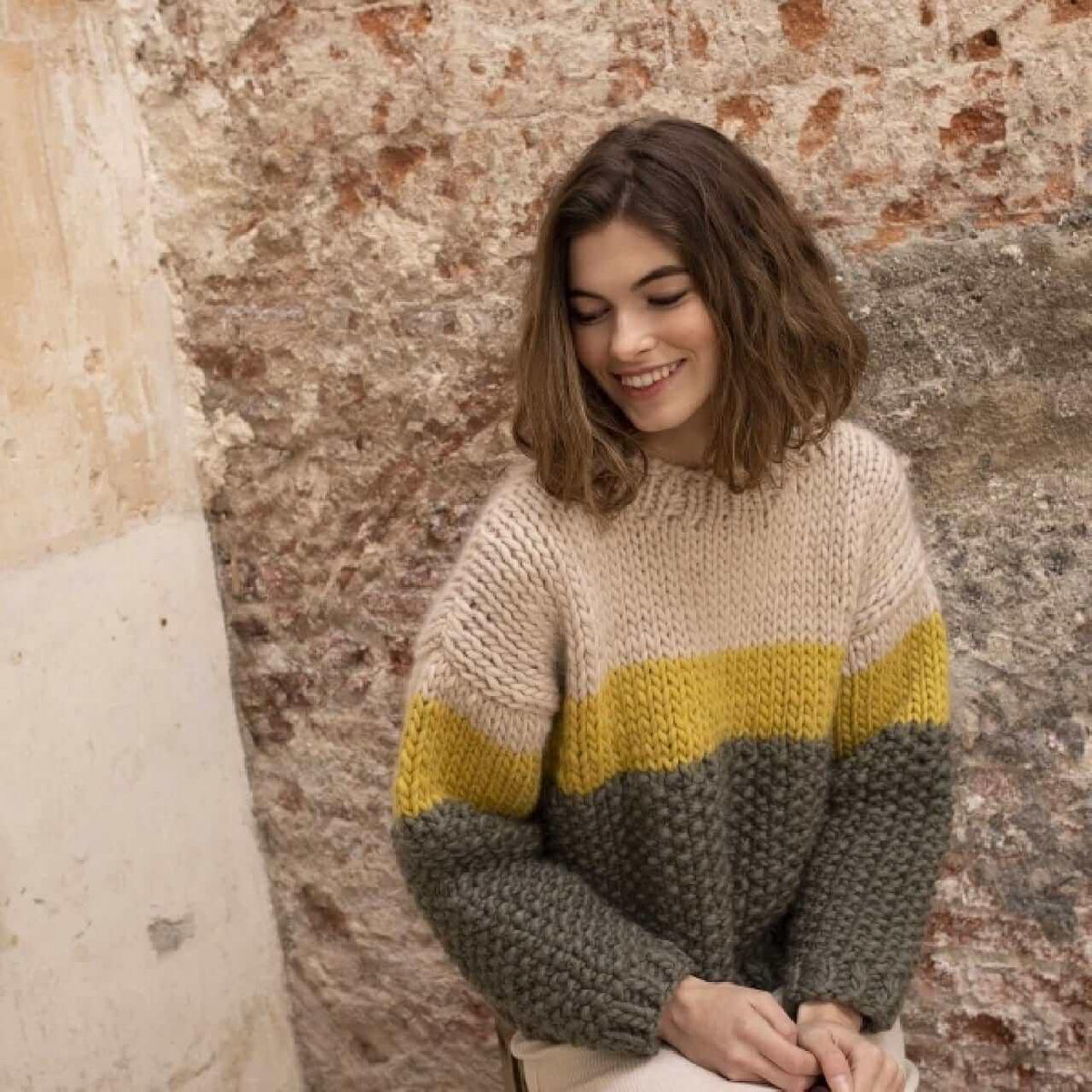 Cross The Line Sweater knitting kit by Katia - Les Laines Biscotte Yarns