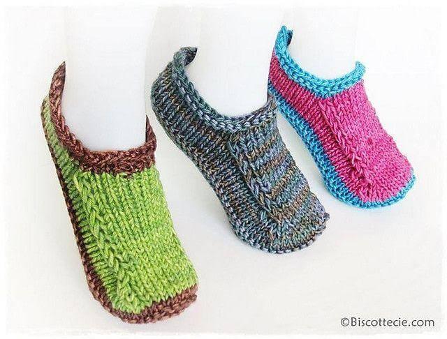 Non-felted Slippers pattern - Biscotte version